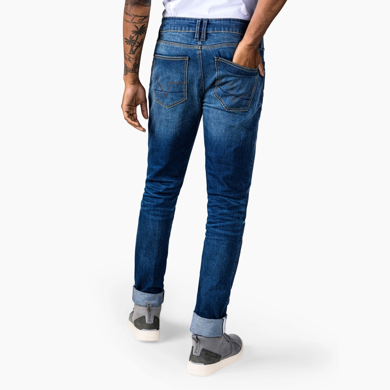 Vaqueros de moto cropped Revit Carlin SK en color azul