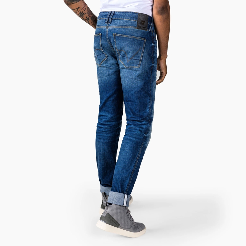 Vaqueros de moto cropped Revit Carlin SK en color azul