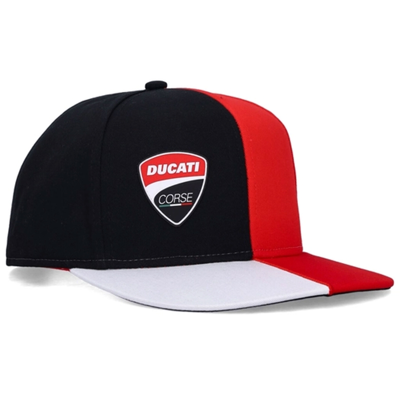 Gorra plana Ducati roja, negra y blanca