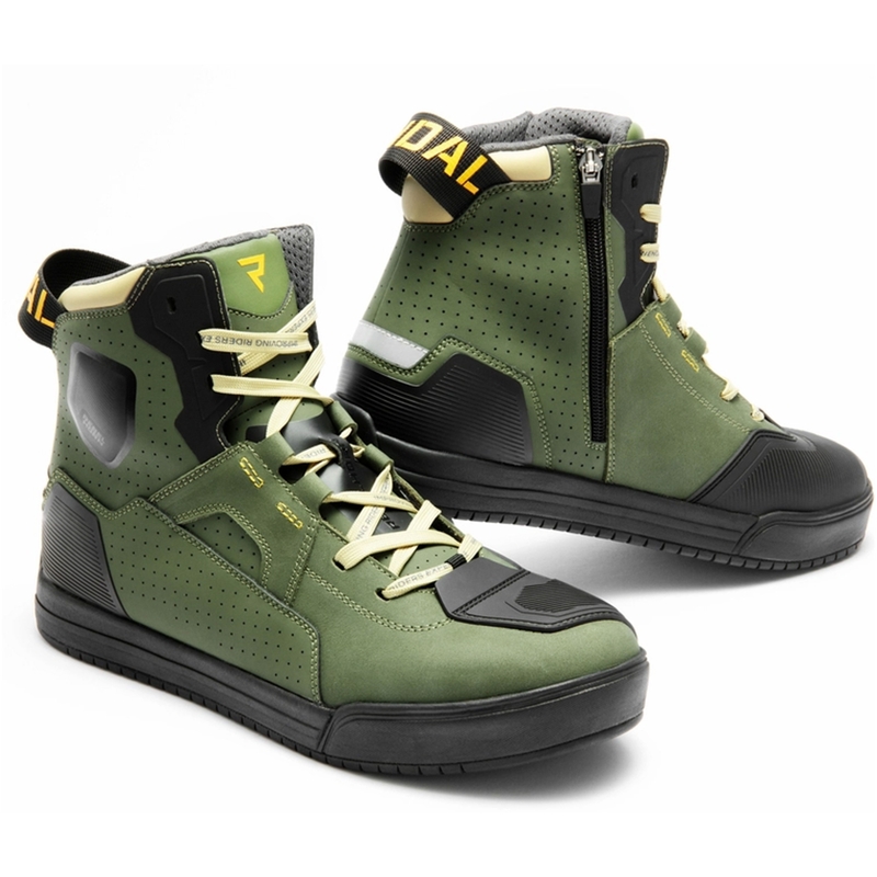 Botas de moto Rebelhorn Vandal II en color caqui, negro y naranja