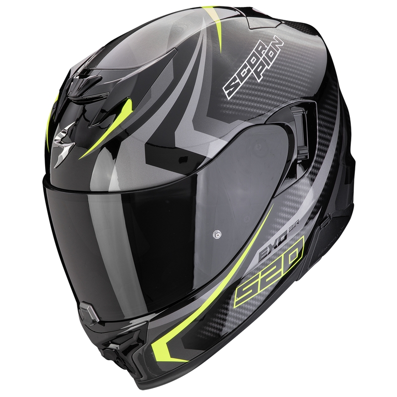 Casco integral de moto Scorpion EXO-520 EVO AIR TERRA negro-plata-amarillo fluorescente liquidación