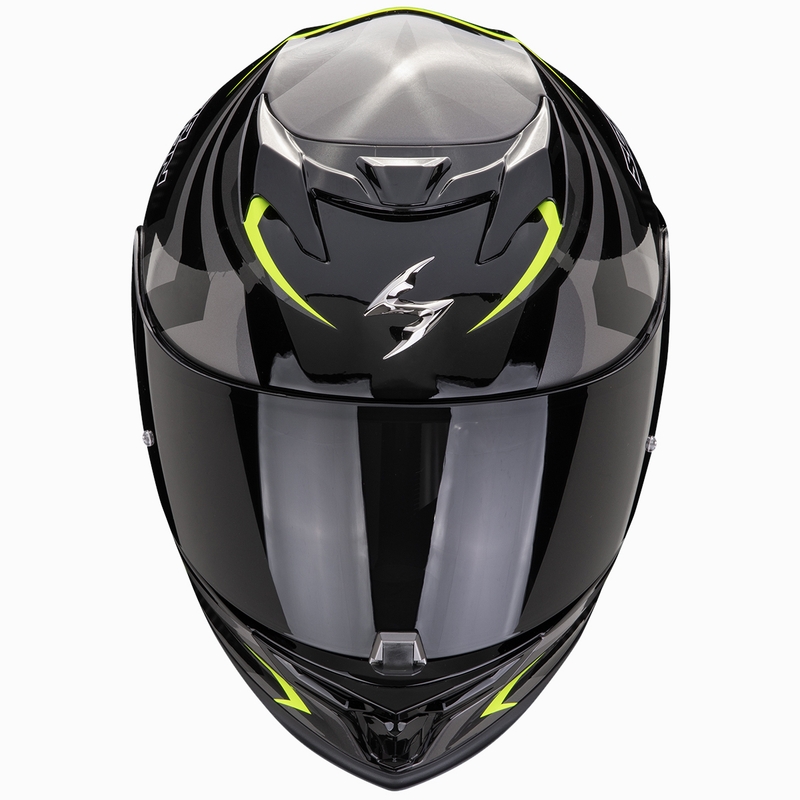 Casco integral de moto Scorpion EXO-520 EVO AIR TERRA negro-plata-amarillo fluorescente liquidación