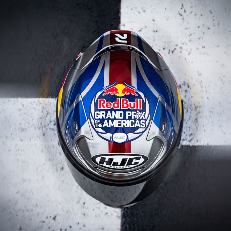Casco integral de moto HJC RPHA 12 Red Bull Austin GP II MC21 azul grisáceo