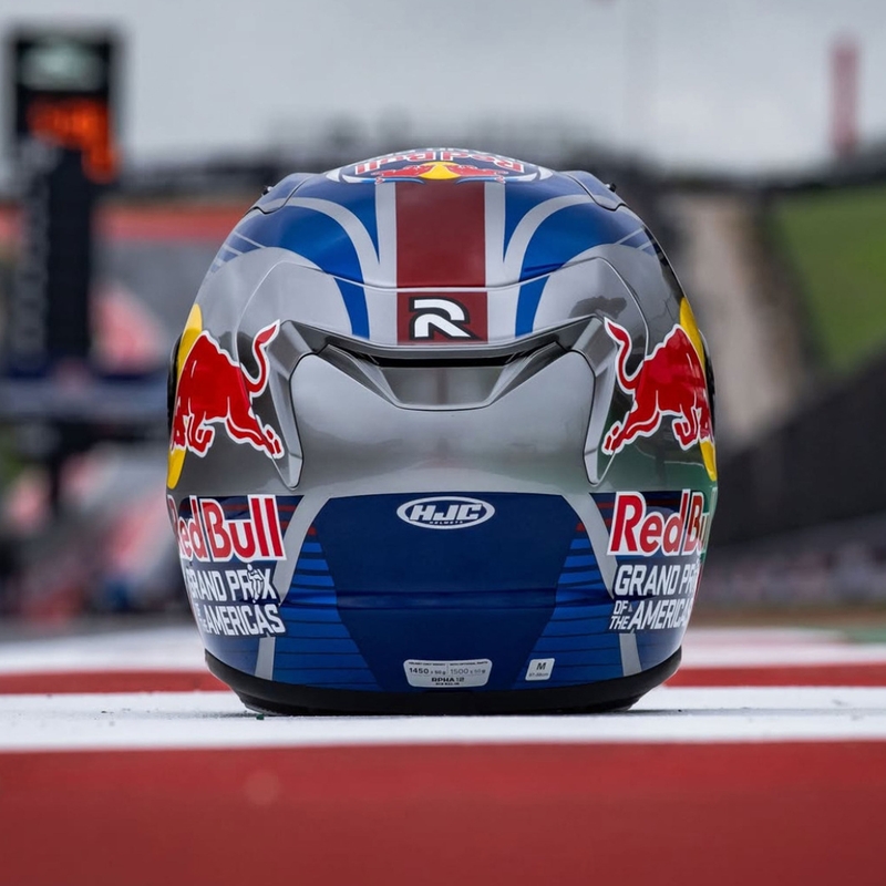 Casco integral de moto HJC RPHA 12 Red Bull Austin GP II MC21 azul grisáceo