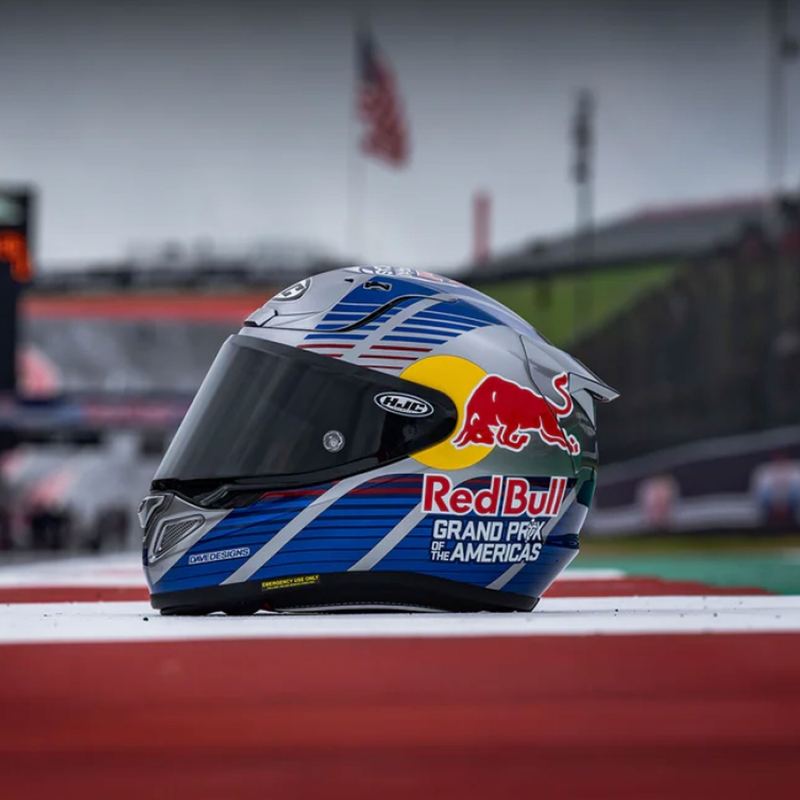 Casco integral de moto HJC RPHA 12 Red Bull Austin GP II MC21 azul grisáceo