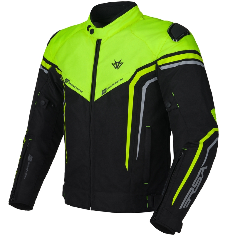 Chaqueta de moto RSA Compact 2 EVO negra-gris-amarilla fluorescente