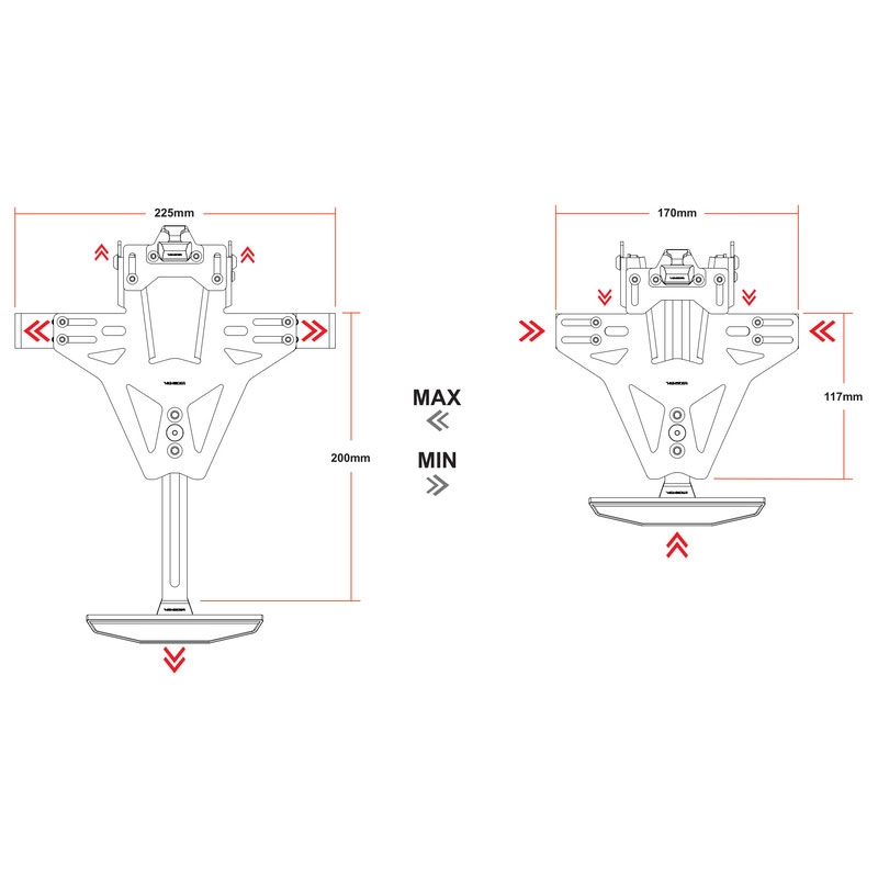 Portamatrículas con iluminación Highsider Akron RS PRO Ducati 2 negro