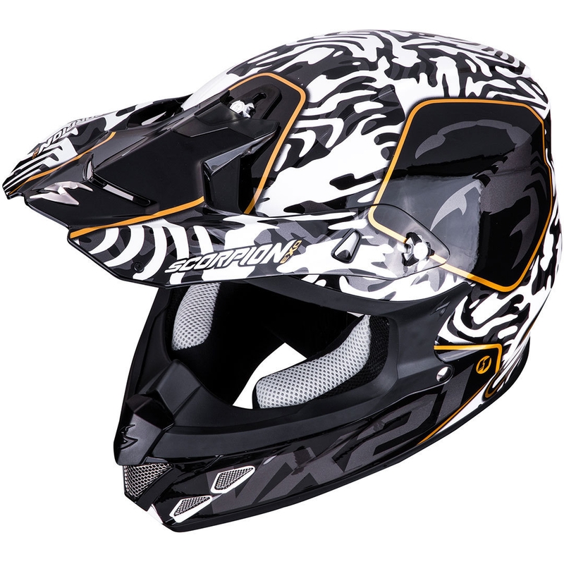 Casco de motocross Scorpion VX-21 Air Gnarly blanco y negro