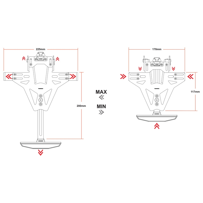 Portamatrículas con iluminación Highsider Akron RS PRO HONDA CB 1000 R NEO negro