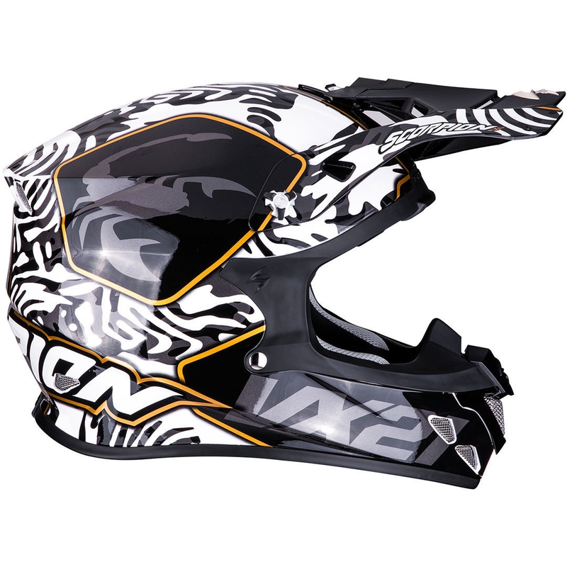 Casco de motocross Scorpion VX-21 Air Gnarly blanco y negro