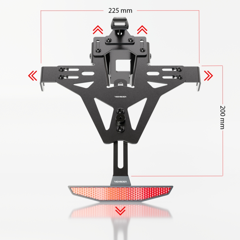 Portamatrículas con iluminación Highsider Akron RS PRO Kawasaki Z 900, Z H2 negro