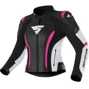 Chaqueta de moto Shima Miura 2.0 para mujer en negro, blanco y rosa