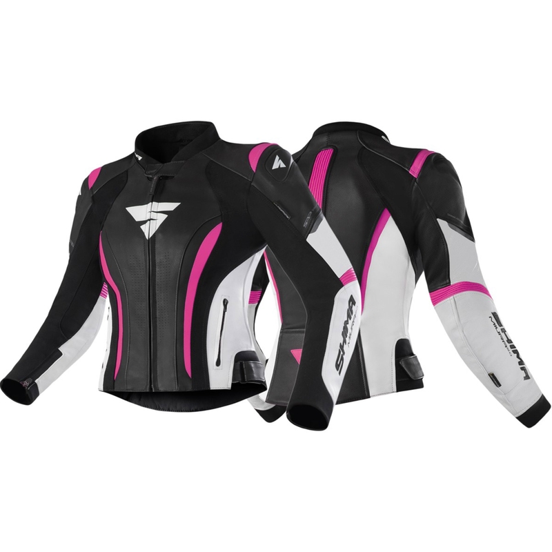 Chaqueta de moto Shima Miura 2.0 para mujer en negro, blanco y rosa