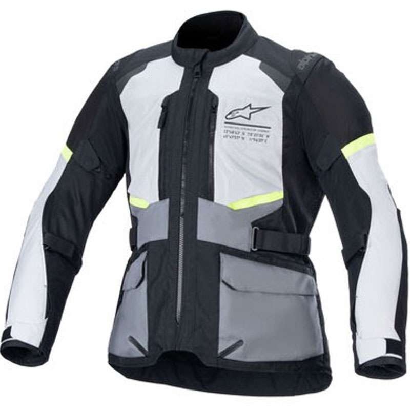 Chaqueta de moto Alpinestars Andes Air Drystar gris claro-gris oscuro-negro-amarillo fluorescente