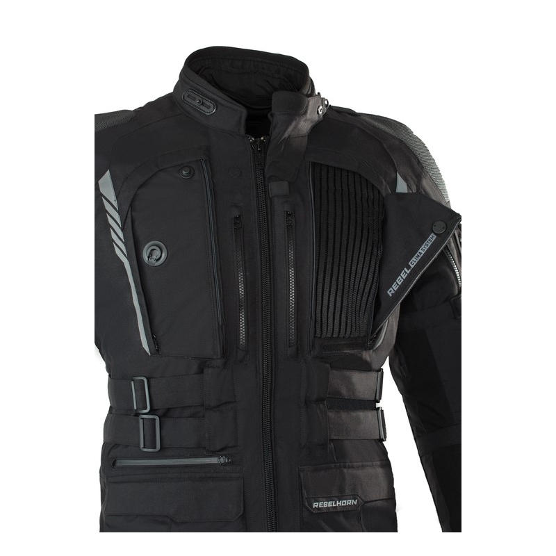 Chaqueta de moto negra Rebelhorn Patrol