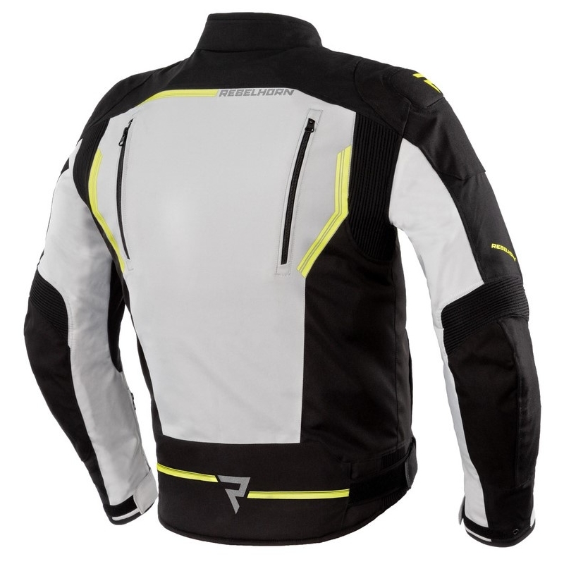 Chaqueta de moto Rebelhorn Borg negro-gris-amarillo fluo