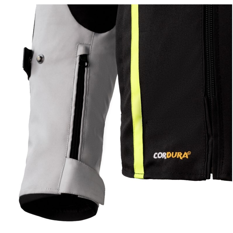 Chaqueta de moto Rebelhorn Borg negro-gris-amarillo fluo