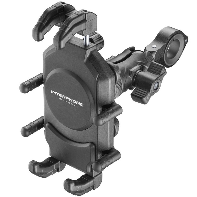 Soporte universal para teléfonos Interphone duraderos con sistema antivibración.