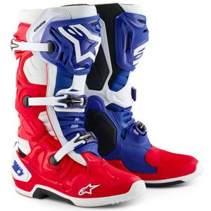 Botas de moto Alpinestars Tech 10 Edición Limitada FORTITUDE Blanco-Azul-Rojo