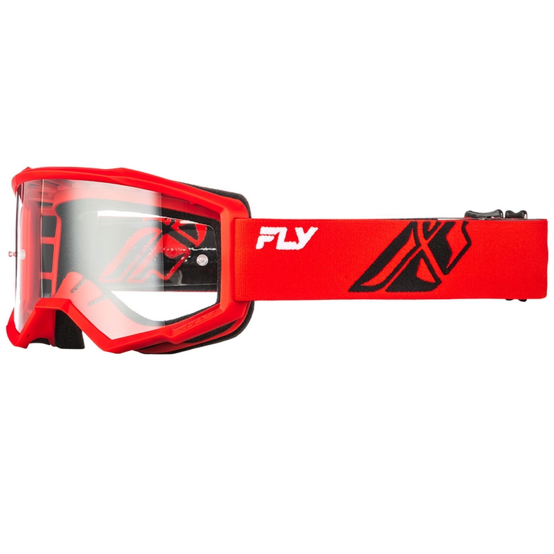 Gafas de motocross Fly Racing Focus rojo-negro con plexiglás transparente