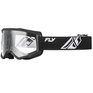 Gafas de motocross para niños FLY Racing Focus en blanco y negro con plexiglás transparente