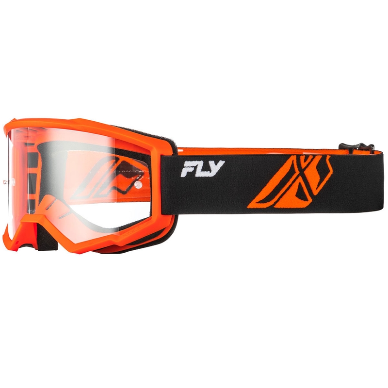 Gafas de motocross para niños FLY Racing Focus negro-naranja II con plexiglás transparente