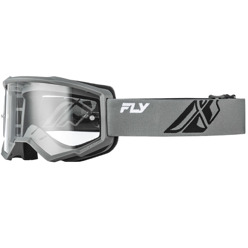 Gafas de motocross Fly Racing Focus II para niños, color gris y negro, con lente transparente
