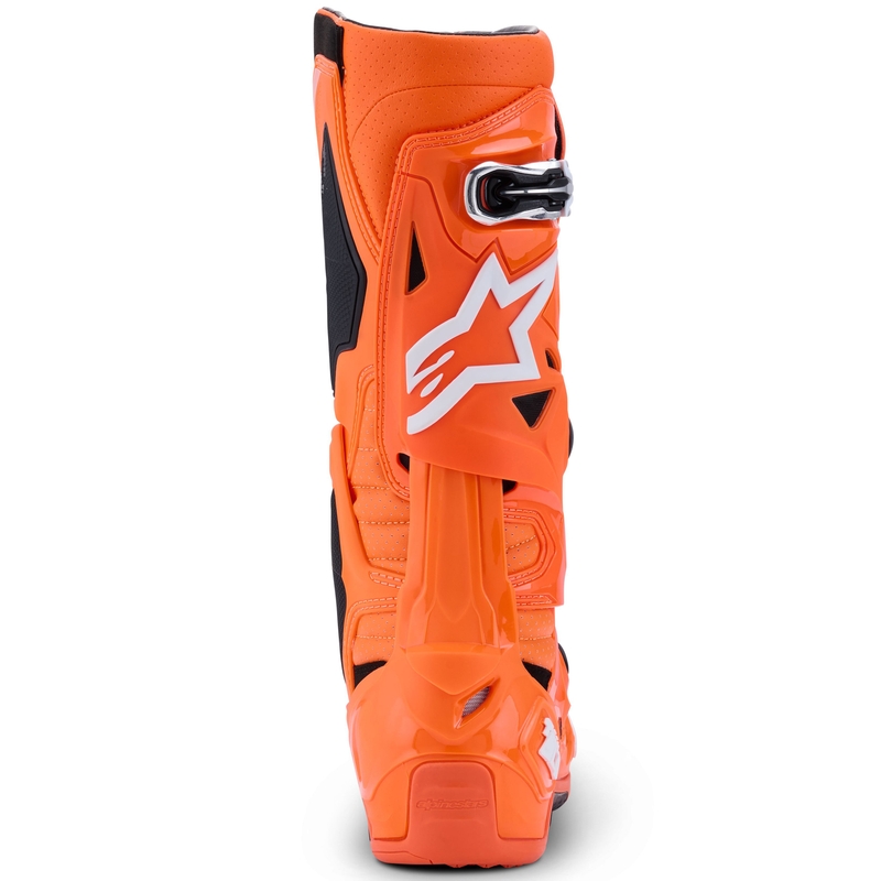 Botas de moto Alpinestars Tech 10 Supervented en naranja fluorescente, negro y blanco