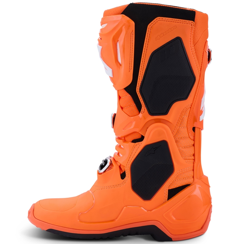 Botas de moto Alpinestars Tech 10 Supervented en naranja fluorescente, negro y blanco