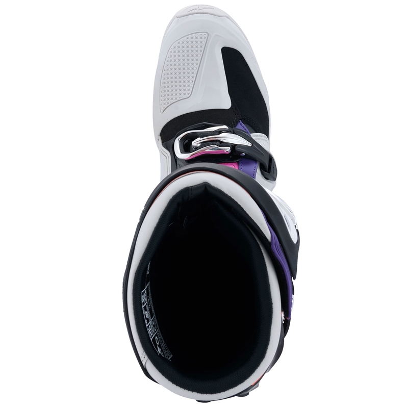 Botas de moto Alpinestars Tech 7 en negro, gris claro y naranja fluorescente degradado
