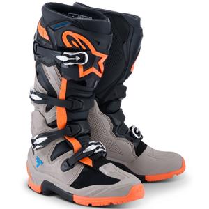Botas de moto Alpinestars Tech 7 Enduro en negro, gris oscuro y naranja fluorescente