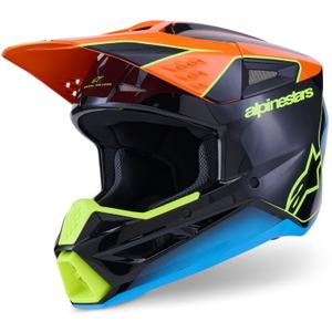 Casco de motocross Alpinestars S-M3 Fray en negro-naranja fluo-amarillo fluo-turquesa