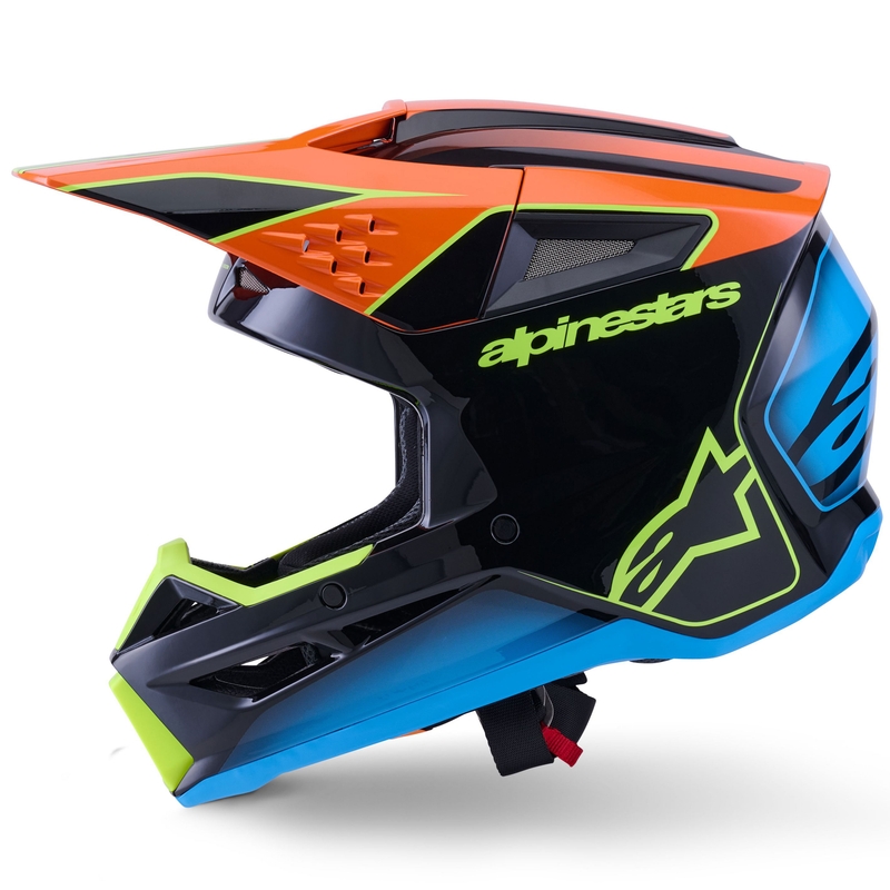 Casco de motocross Alpinestars S-M3 Fray en negro-naranja fluo-amarillo fluo-turquesa