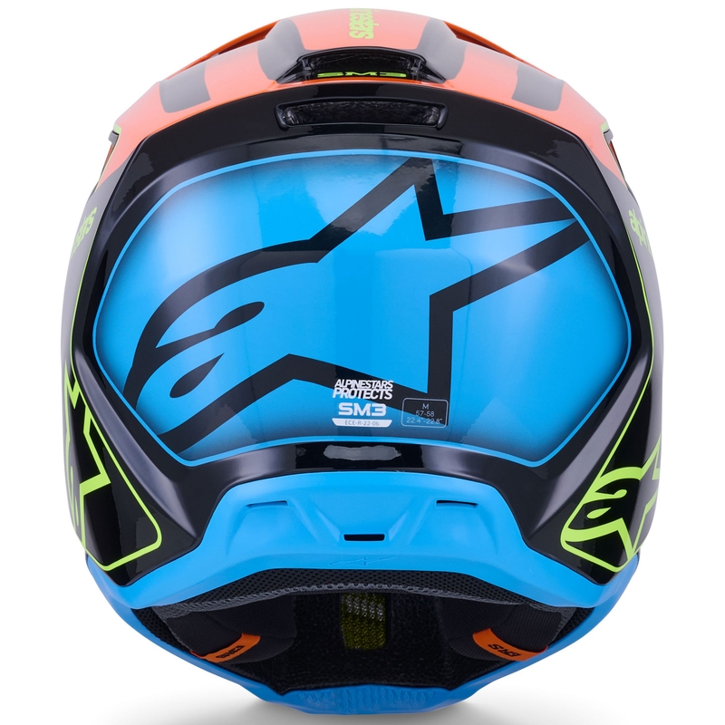 Casco de motocross Alpinestars S-M3 Fray en negro-naranja fluo-amarillo fluo-turquesa