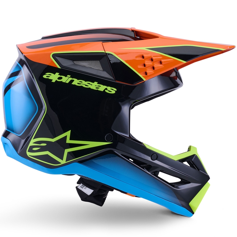 Casco de motocross Alpinestars S-M3 Fray en negro-naranja fluo-amarillo fluo-turquesa