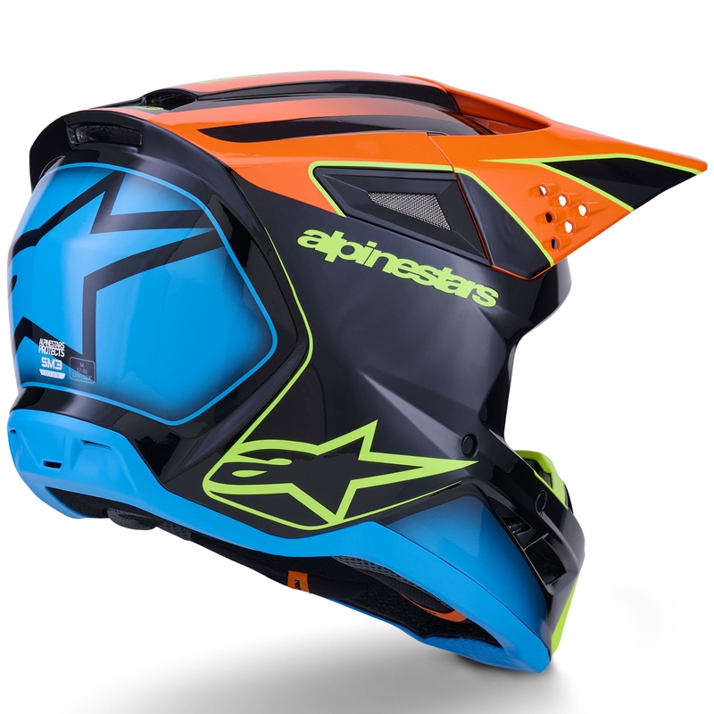 Casco de motocross Alpinestars S-M3 Fray en negro-naranja fluo-amarillo fluo-turquesa
