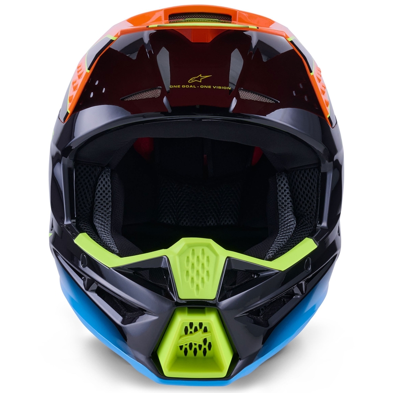 Casco de motocross Alpinestars S-M3 Fray en negro-naranja fluo-amarillo fluo-turquesa