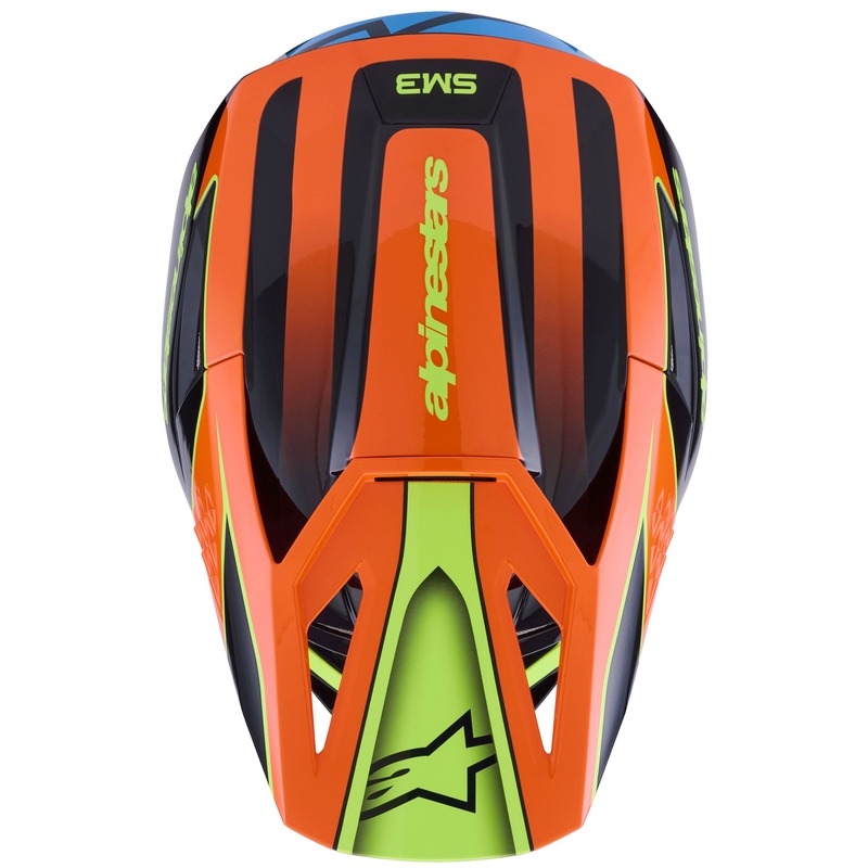 Casco de motocross Alpinestars S-M3 Fray en negro-naranja fluo-amarillo fluo-turquesa