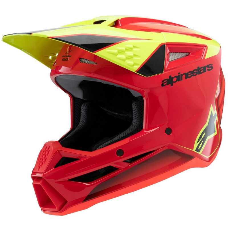 Casco de motocross Alpinestars S-M3 Fray rojo-amarillo fluorescente-negro