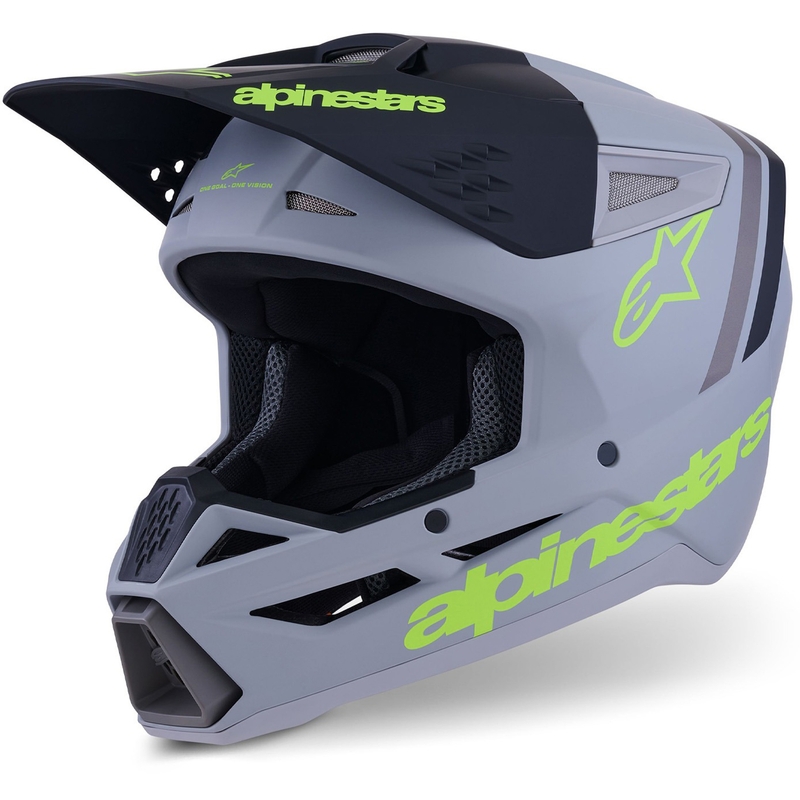 Casco de motocross Alpinestars S-M3 Radium gris mate-amarillo flúor-negro