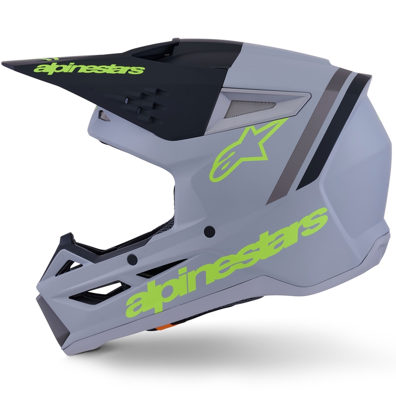 Casco de motocross Alpinestars S-M3 Radium gris mate-amarillo flúor-negro