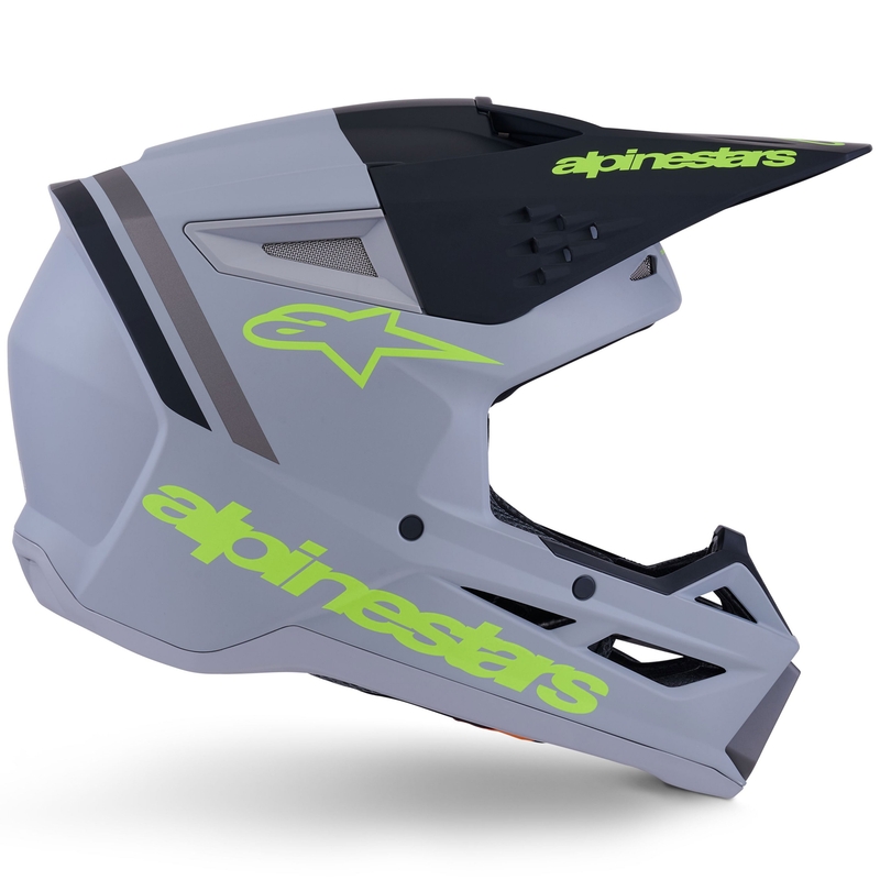 Casco de motocross Alpinestars S-M3 Radium gris mate-amarillo flúor-negro