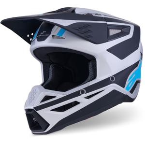 Casco de motocross Alpinestars S-M3 Heat en color plata-azul-negro mate