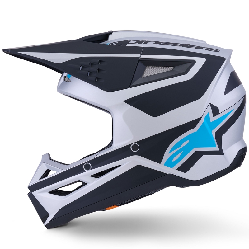 Casco de motocross Alpinestars S-M3 Heat en color plata-azul-negro mate