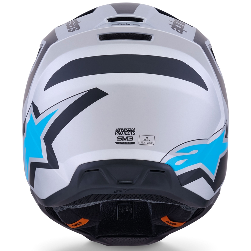 Casco de motocross Alpinestars S-M3 Heat en color plata-azul-negro mate