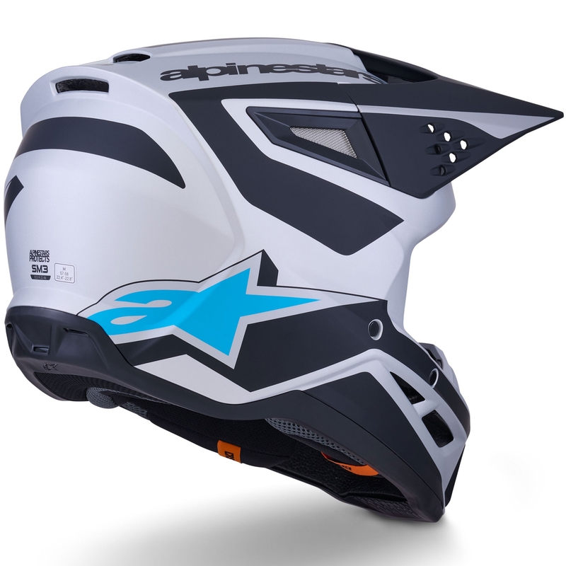 Casco de motocross Alpinestars S-M3 Heat en color plata-azul-negro mate