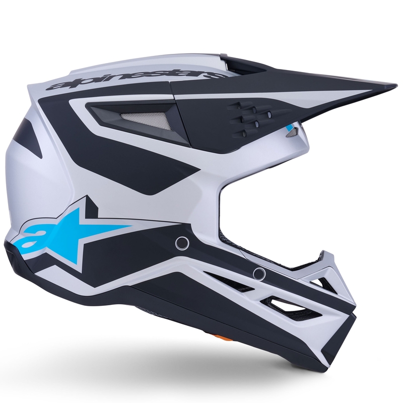 Casco de motocross Alpinestars S-M3 Heat en color plata-azul-negro mate