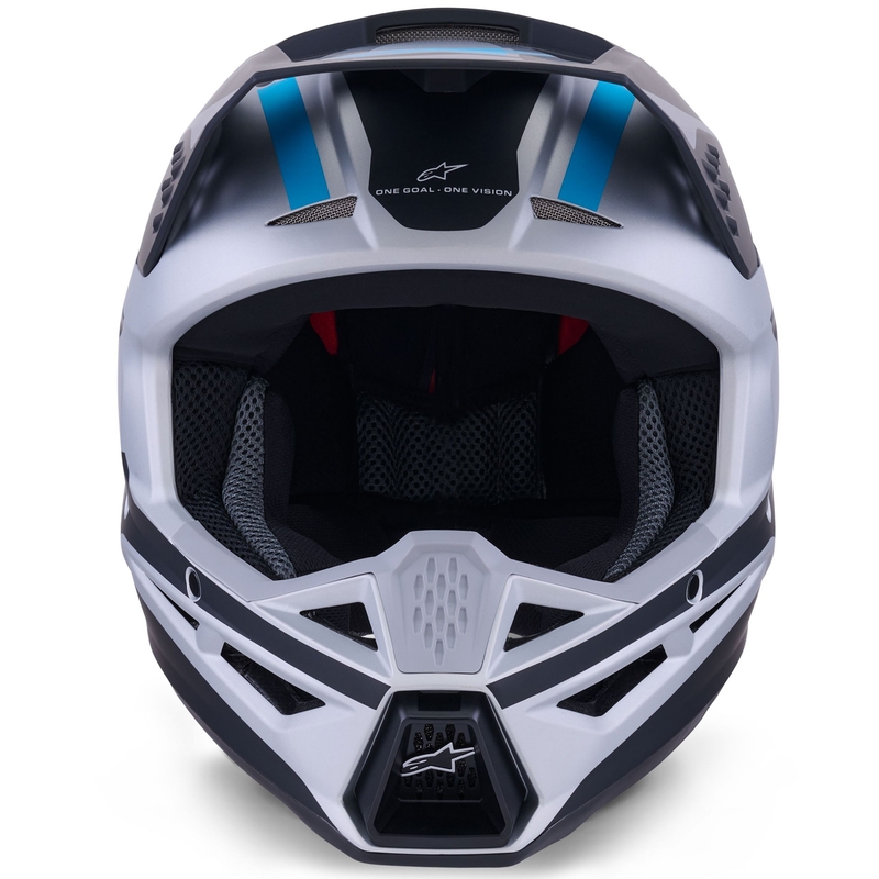 Casco de motocross Alpinestars S-M3 Heat en color plata-azul-negro mate