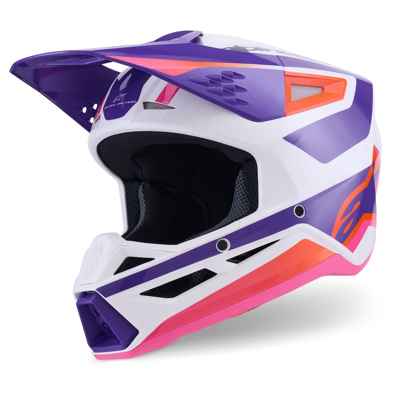 Casco de motocross Alpinestars S-M3 Heat blanco-morado-rosa