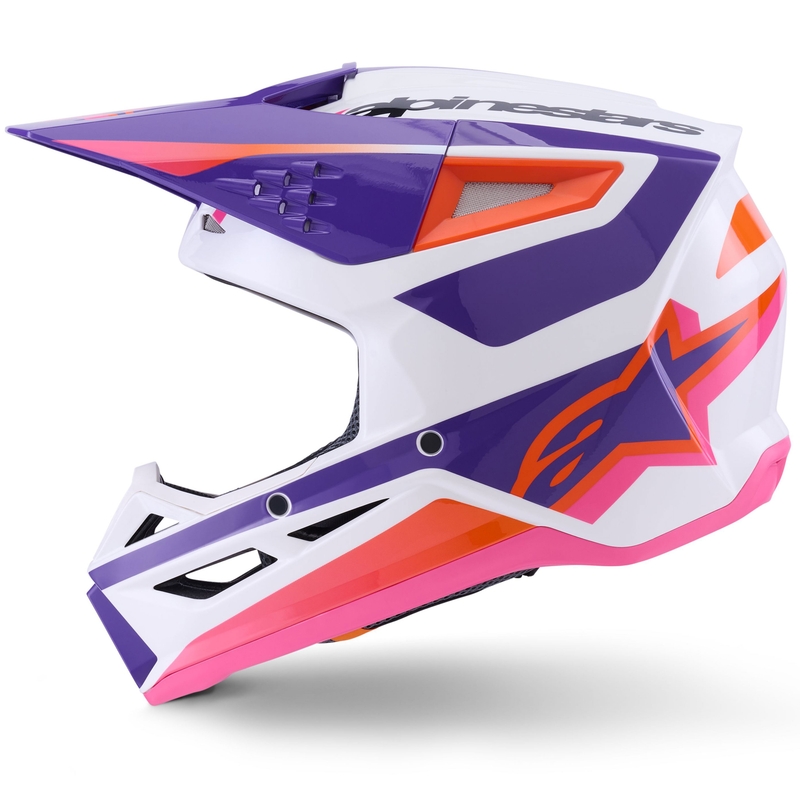 Casco de motocross Alpinestars S-M3 Heat blanco-morado-rosa